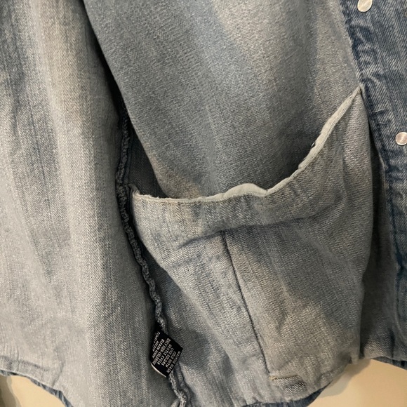 VTG Vanilla Star Distressed Denim Jacket Epaulettes Western - Picture 9 of 10